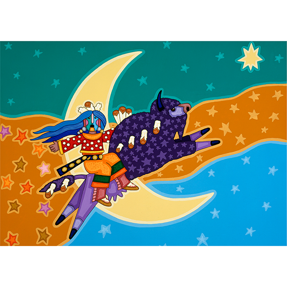 Buffalo Girl Jumps the Moon Open Edition Print